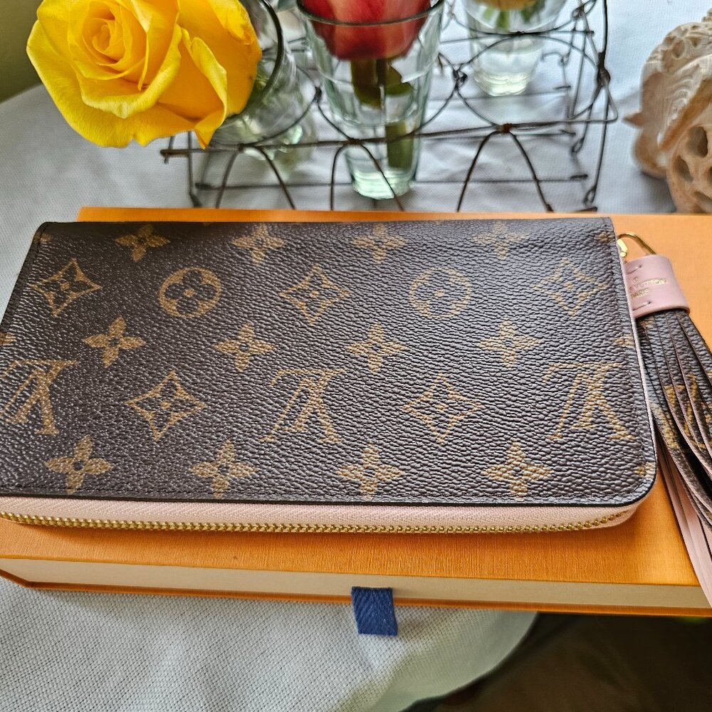 Louis Vuitton  Monogram Pompon Zippy Wallet Rose Ballerine